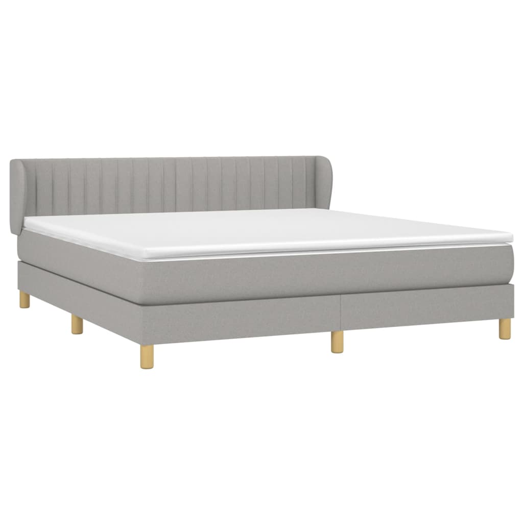 vidaXL Κρεβάτι Boxspring με Στρώμα Ανοιχτό Γκρι 180x200 εκ. Υφασμάτινο