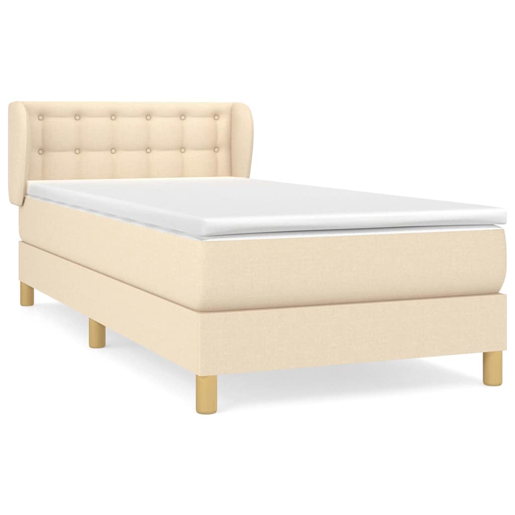 vidaXL Κρεβάτι Boxspring με Στρώμα Κρεμ 80 x 200 εκ. Υφασμάτινο