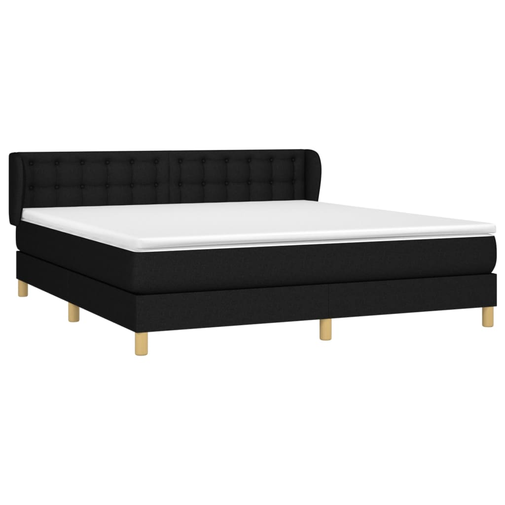 vidaXL Κρεβάτι Boxspring με Στρώμα Μαύρο 180x200 εκ. Υφασμάτινο