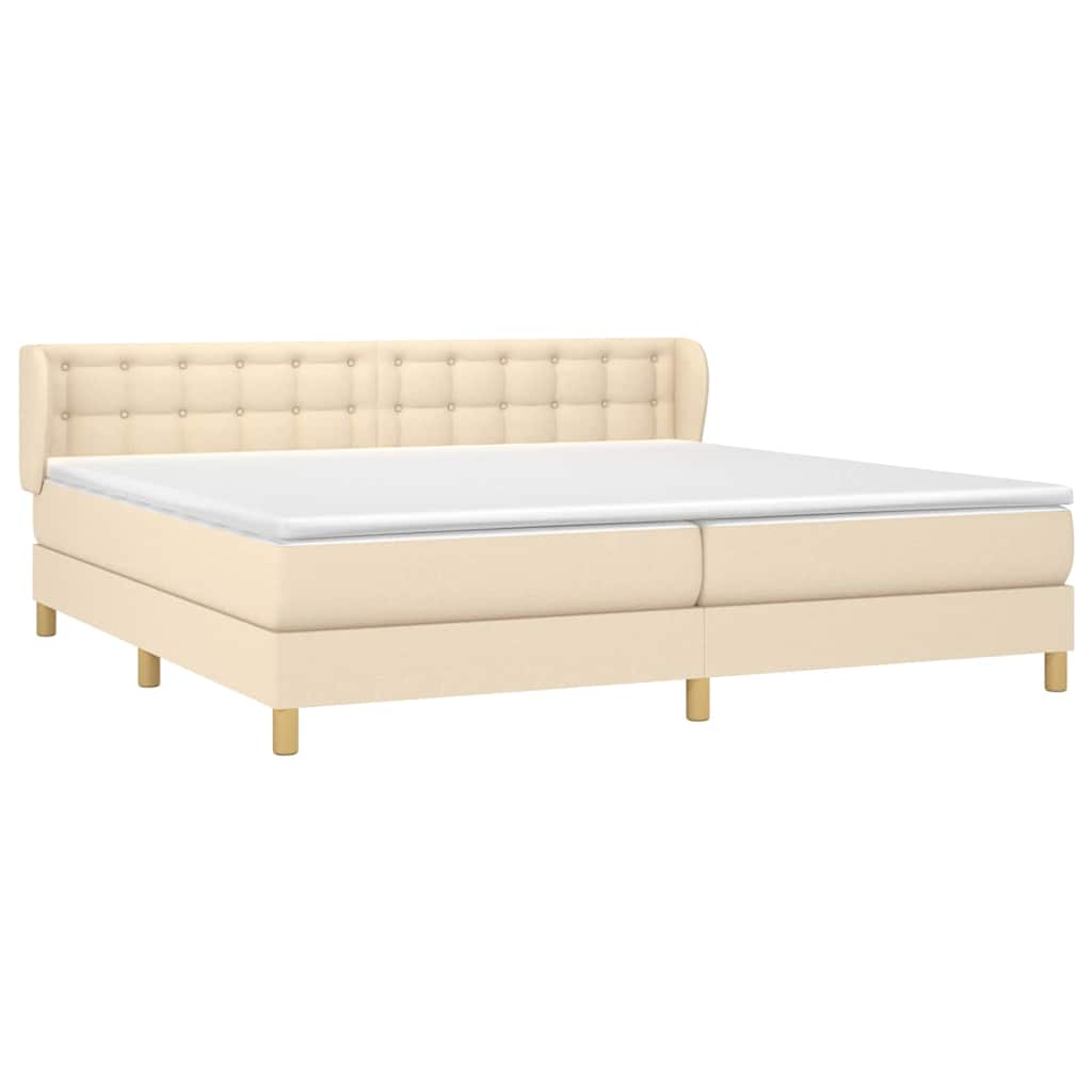 vidaXL Κρεβάτι Boxspring με Στρώμα Κρεμ 200x200 εκ. Υφασμάτινο