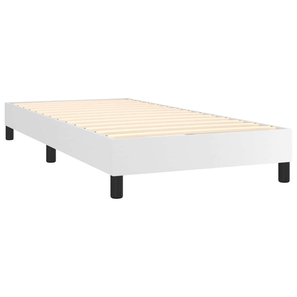 vidaXL Κρεβάτι Boxspring με Στρώμα Λευκό 90x190εκ. από Συνθετικό Δέρμα