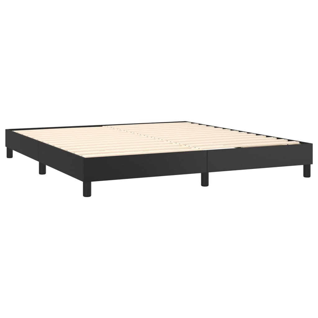 vidaXL Κρεβάτι Boxspring με Στρώμα Μαύρο 160x200εκ.από Συνθετικό Δέρμα