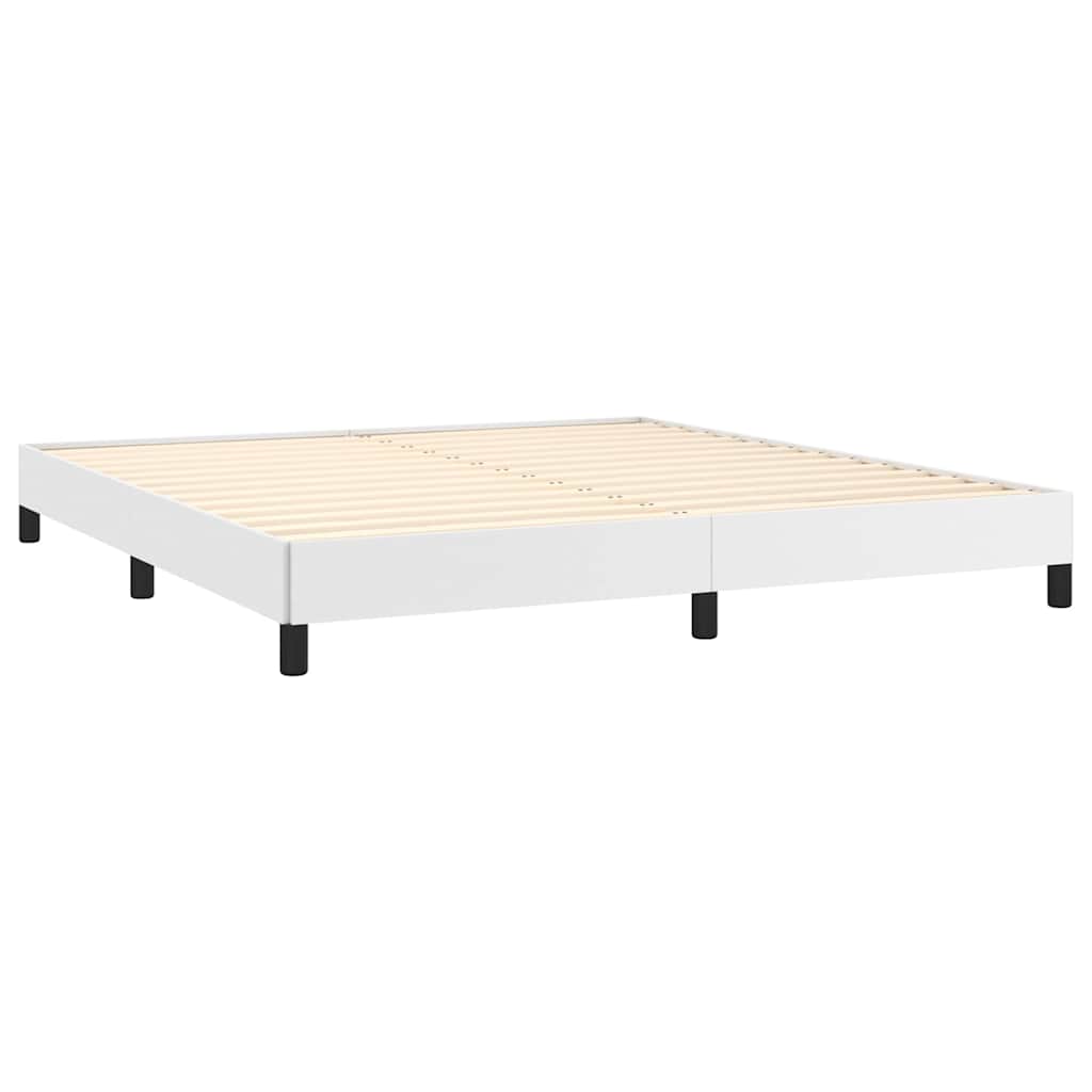 vidaXL Κρεβάτι Boxspring με Στρώμα Λευκό 180x200 εκ. Συνθετικό Δέρμα