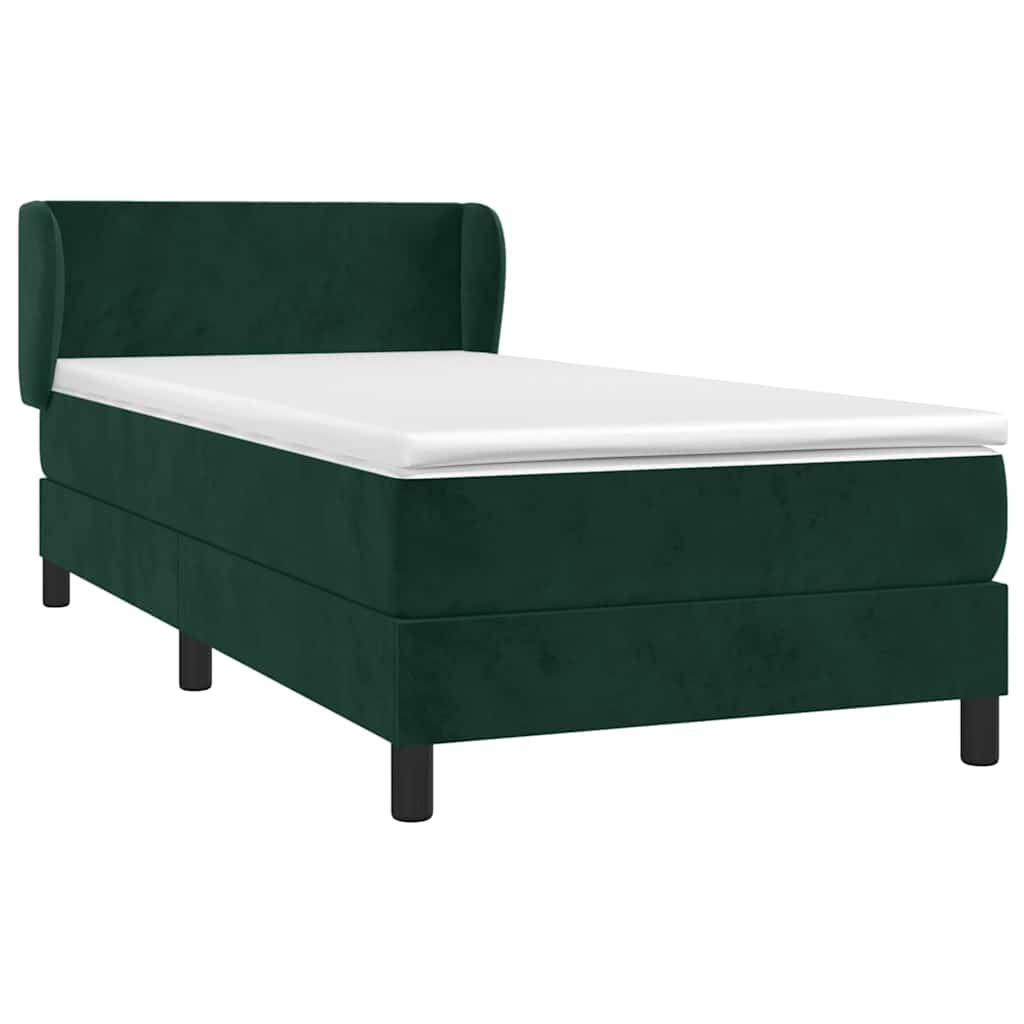 vidaXL Κρεβάτι Boxspring με Στρώμα Σκούρο Πράσινο 80x200 εκ. Βελούδινο