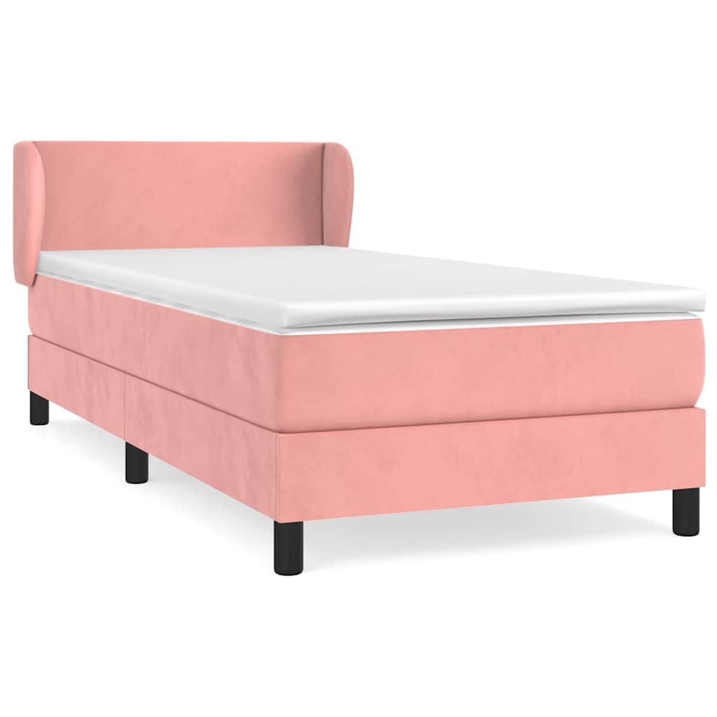 vidaXL Κρεβάτι Boxspring με Στρώμα Ροζ 80 x 200 εκ. Βελούδινο