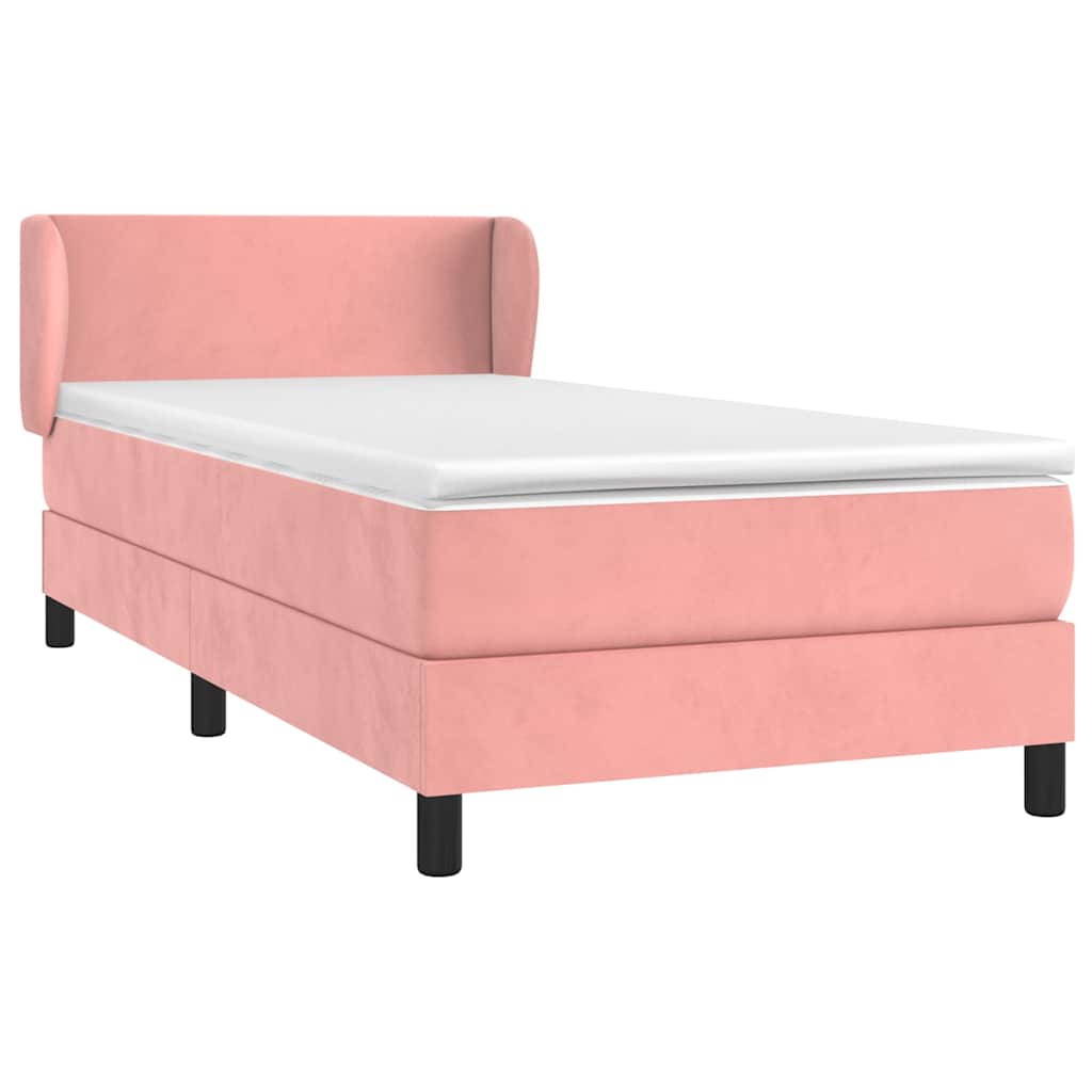 vidaXL Κρεβάτι Boxspring με Στρώμα Ροζ 90x190 εκ. Βελούδινο