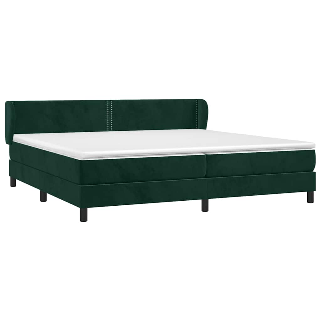 vidaXL Κρεβάτι Boxspring με Στρώμα Σκούρο Πράσινο 200x200εκ. Βελούδινο