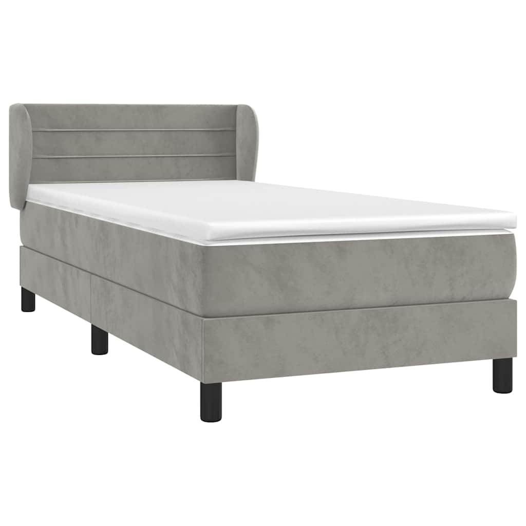vidaXL Κρεβάτι Boxspring με Στρώμα Ανοιχτό Γκρι 80x200 εκ. Βελούδινο