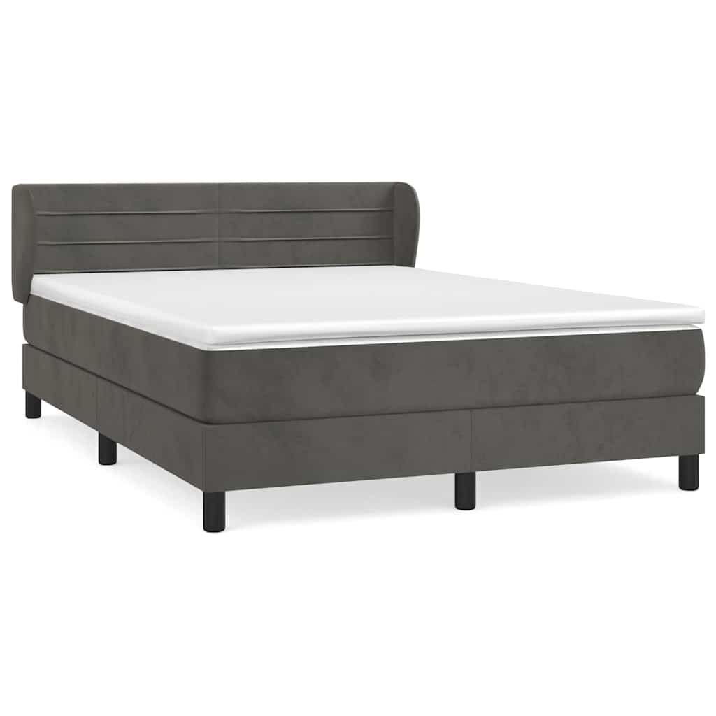 vidaXL Κρεβάτι Boxspring με Στρώμα Σκούρο Γκρι 160x200 εκ. Βελούδινο