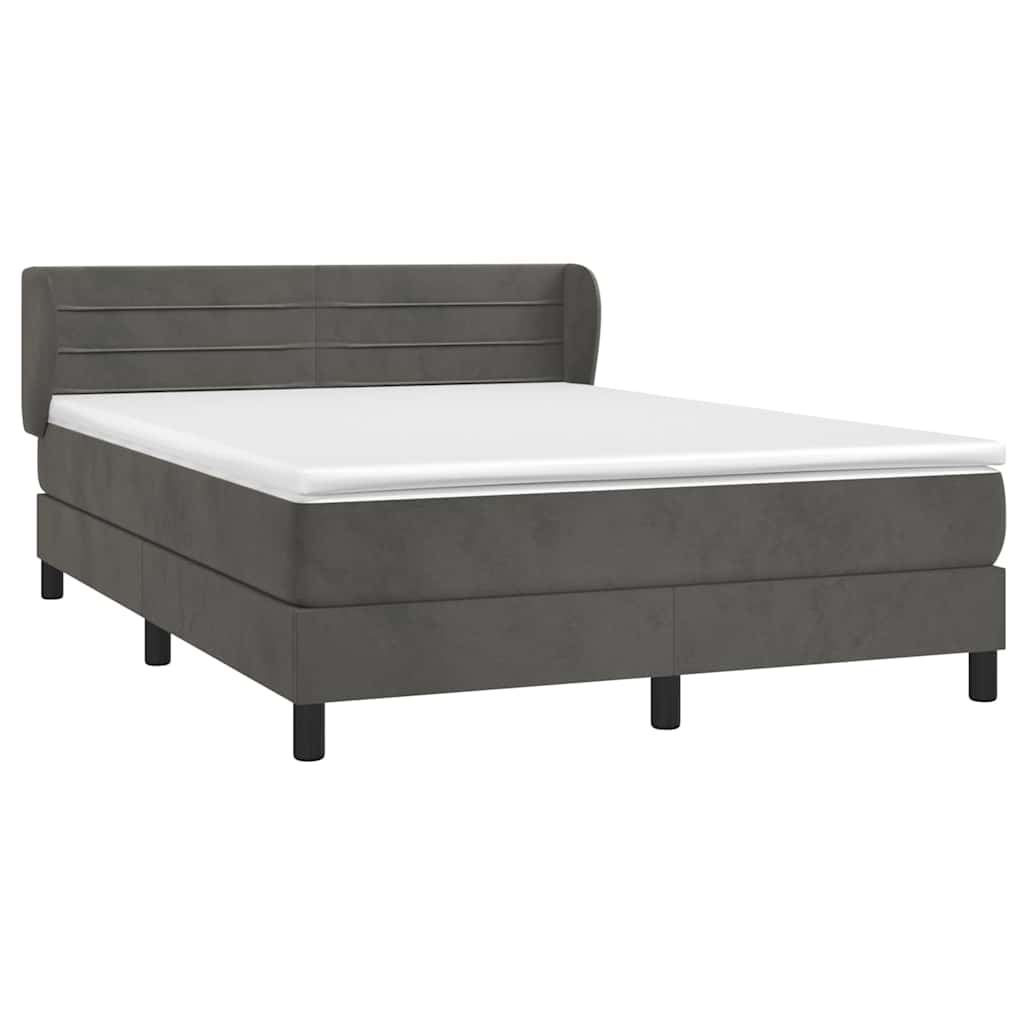 vidaXL Κρεβάτι Boxspring με Στρώμα Σκούρο Γκρι 160x200 εκ. Βελούδινο
