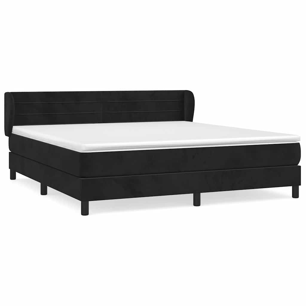vidaXL Κρεβάτι Boxspring με Στρώμα Μαύρο 160x200 εκ. Βελούδινο