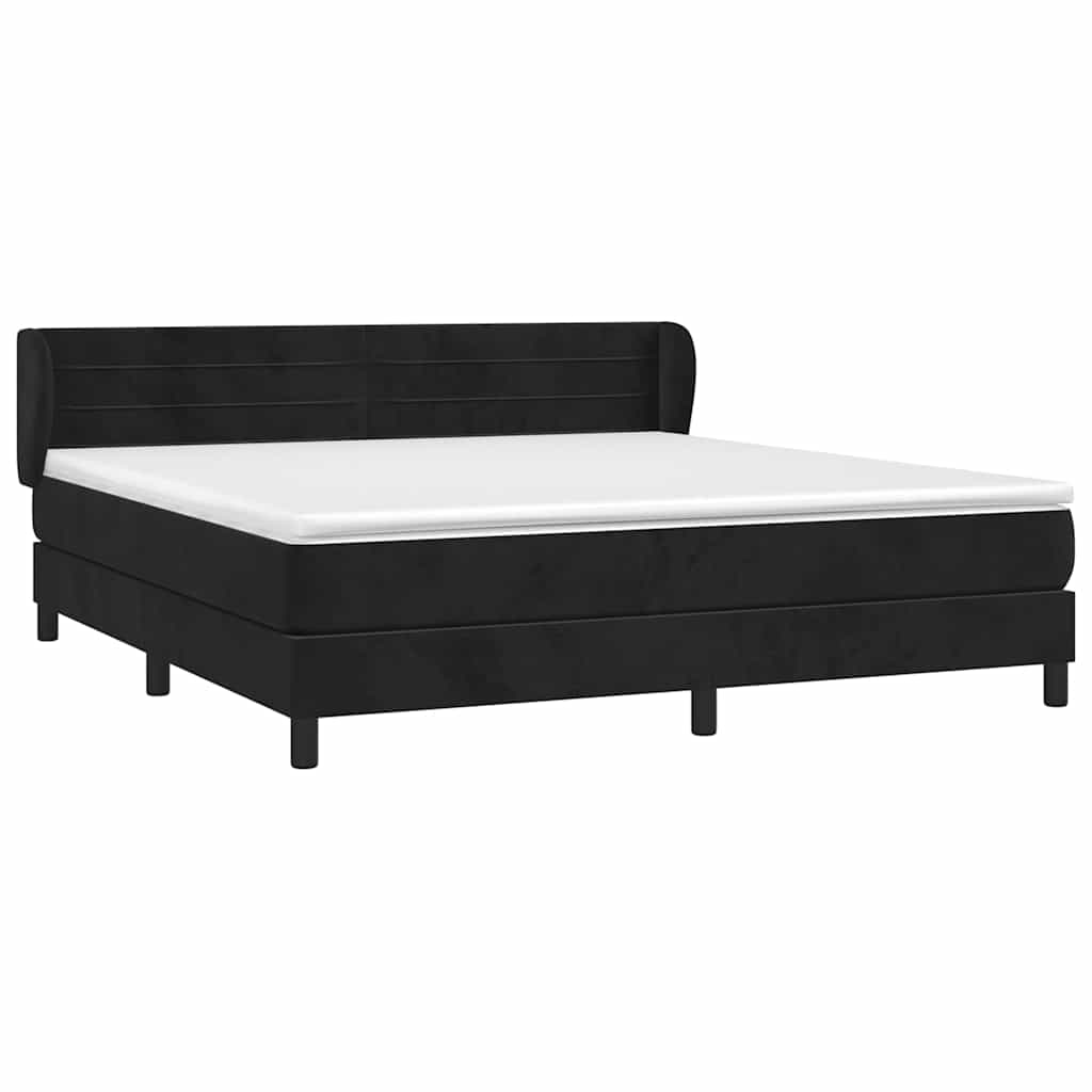 vidaXL Κρεβάτι Boxspring με Στρώμα Μαύρο 160x200 εκ. Βελούδινο