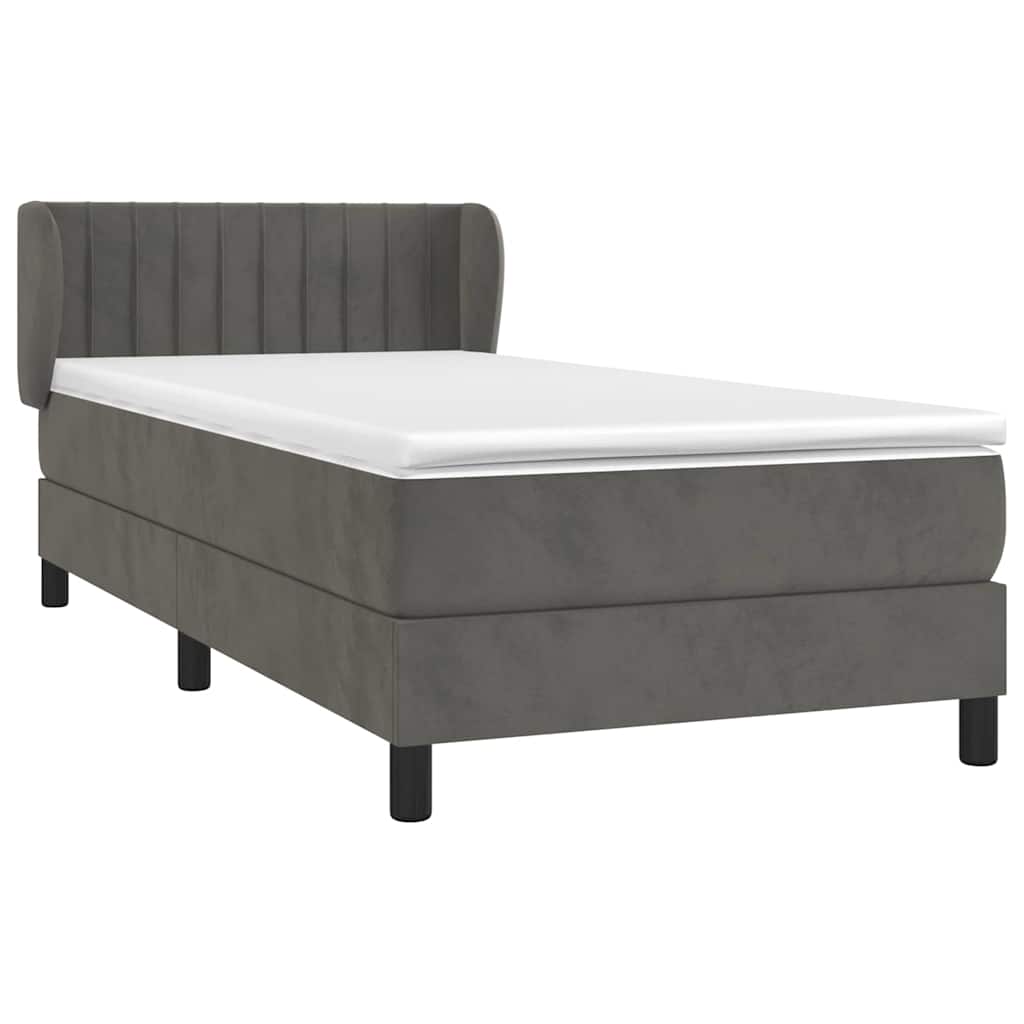 vidaXL Κρεβάτι Boxspring με Στρώμα Σκούρο Γκρι 80x200 εκ. Βελούδινο