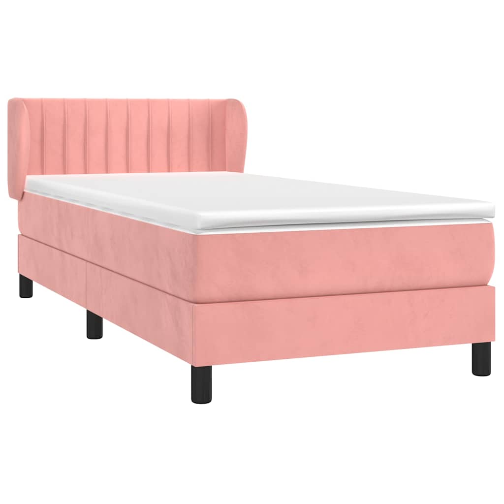 vidaXL Κρεβάτι Boxspring με Στρώμα Ροζ 80 x 200 εκ. Βελούδινο
