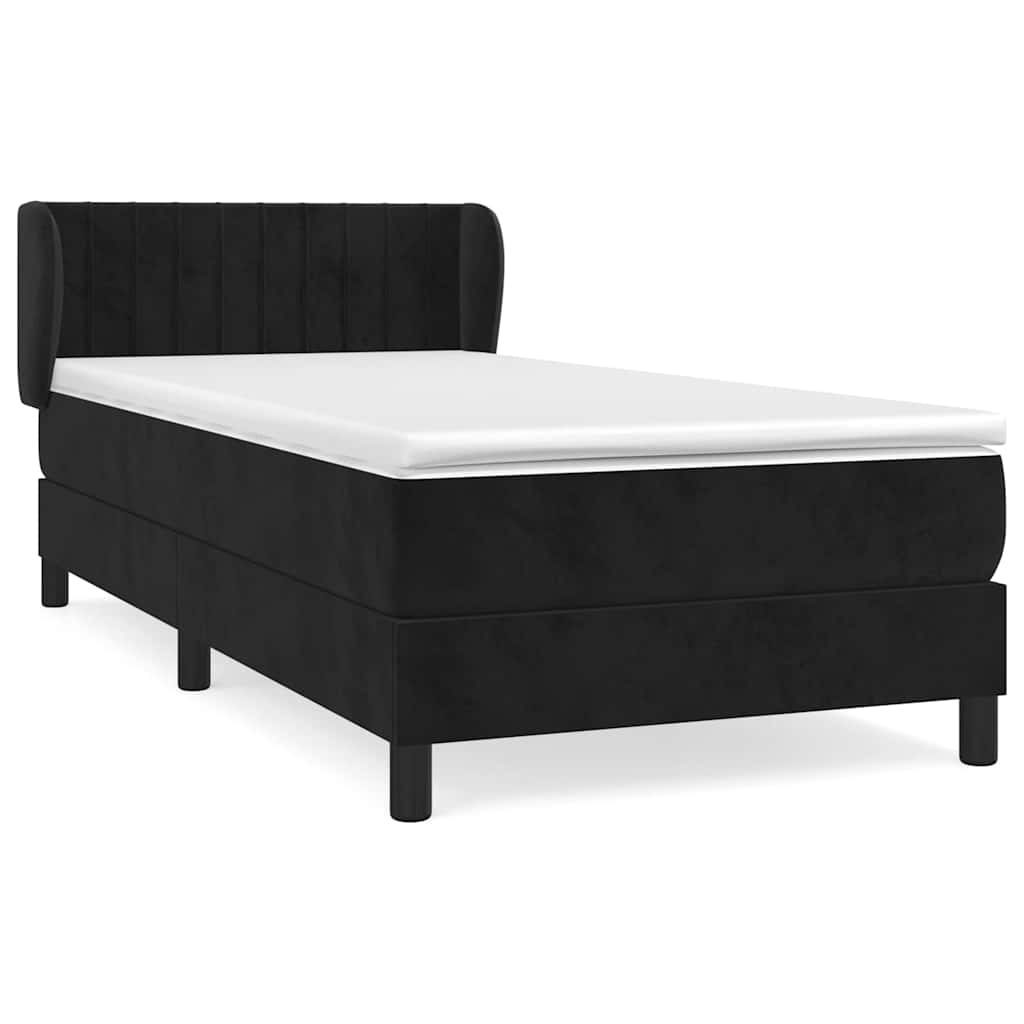 vidaXL Κρεβάτι Boxspring με Στρώμα Μαύρο 90x190 εκ. Βελούδινο