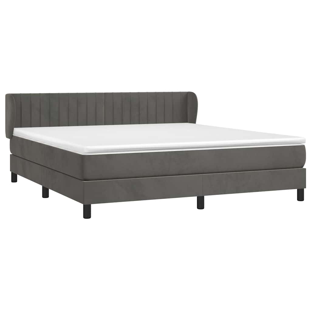 vidaXL Κρεβάτι Boxspring με Στρώμα Σκούρο Γκρι 160x200 εκ. Βελούδινο