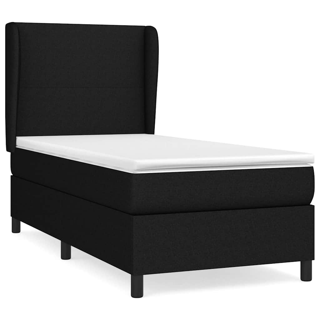 vidaXL Κρεβάτι Boxspring με Στρώμα Μαύρο 80 x 200 εκ. Υφασμάτινο