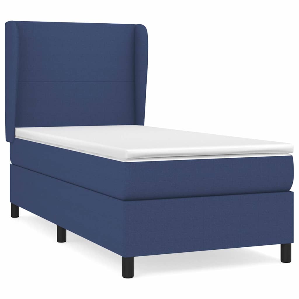 vidaXL Κρεβάτι Boxspring με Στρώμα Μπλε 100 x 200 εκ. Υφασμάτινο