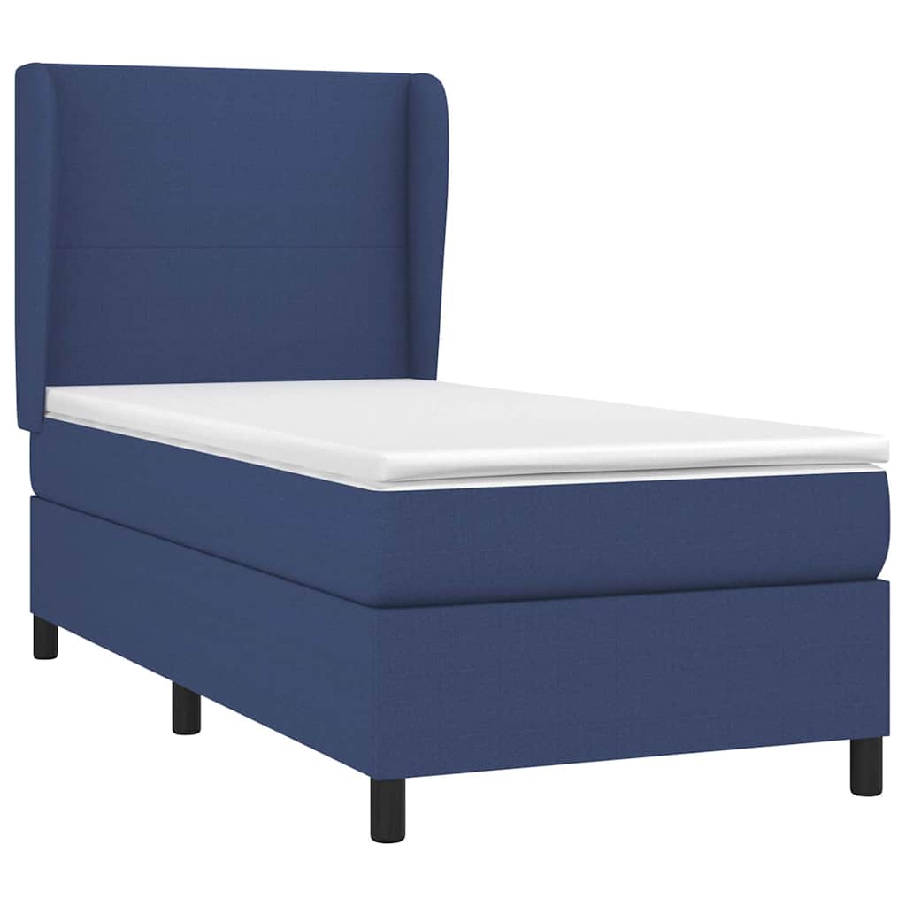 vidaXL Κρεβάτι Boxspring με Στρώμα Μπλε 100 x 200 εκ. Υφασμάτινο
