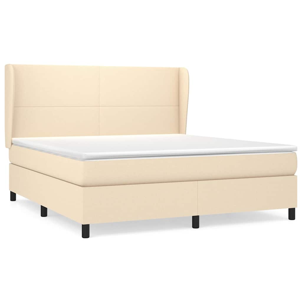vidaXL Κρεβάτι Boxspring με Στρώμα Κρεμ 160x200 εκ. Υφασμάτινο