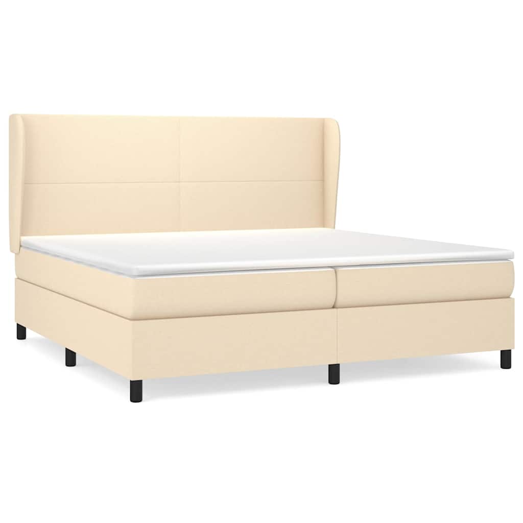 vidaXL Κρεβάτι Boxspring με Στρώμα Κρεμ 200x200 εκ. Υφασμάτινο