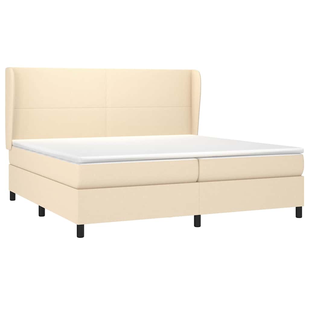 vidaXL Κρεβάτι Boxspring με Στρώμα Κρεμ 200x200 εκ. Υφασμάτινο