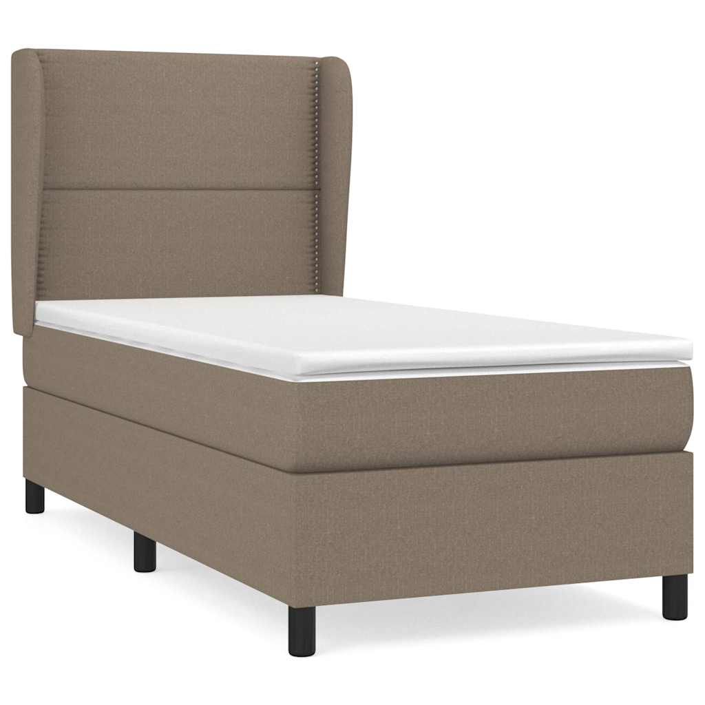 vidaXL Κρεβάτι Boxspring με Στρώμα Taupe 90x200 εκ. Υφασμάτινο
