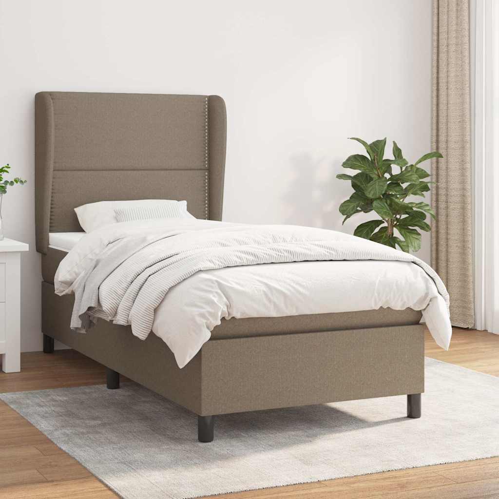 vidaXL Κρεβάτι Boxspring με Στρώμα Taupe 90x200 εκ. Υφασμάτινο