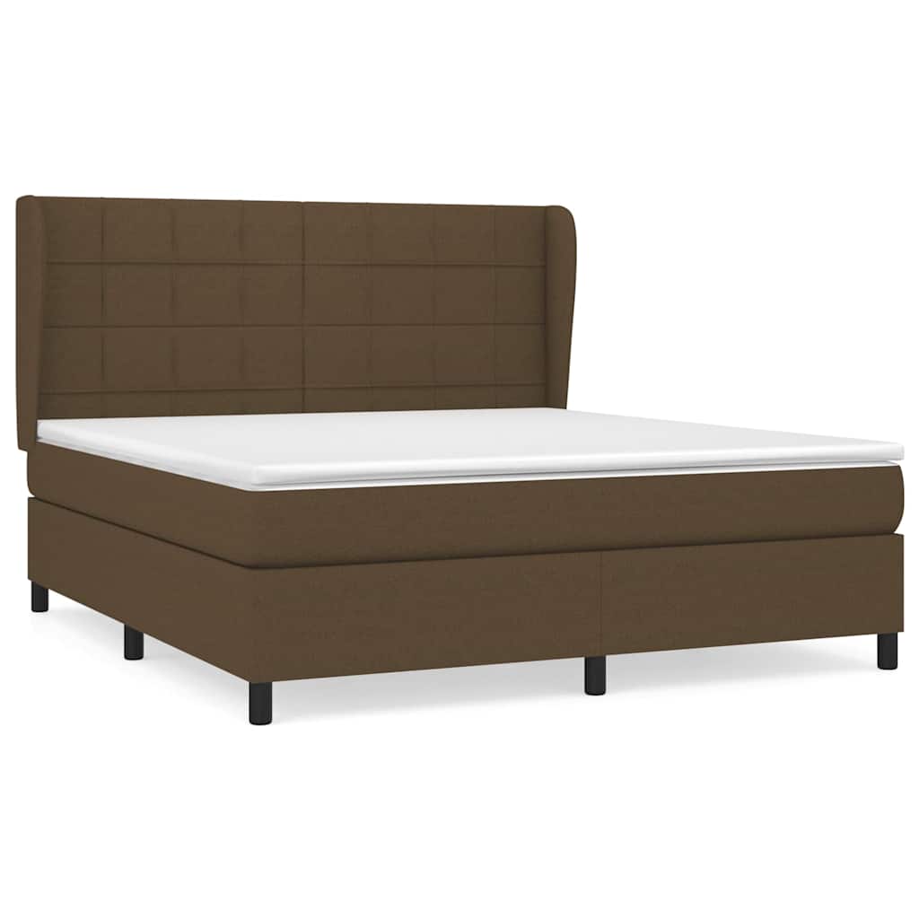 vidaXL Κρεβάτι Boxspring με Στρώμα Σκούρο Καφέ 160x200 εκ Υφασμάτινο