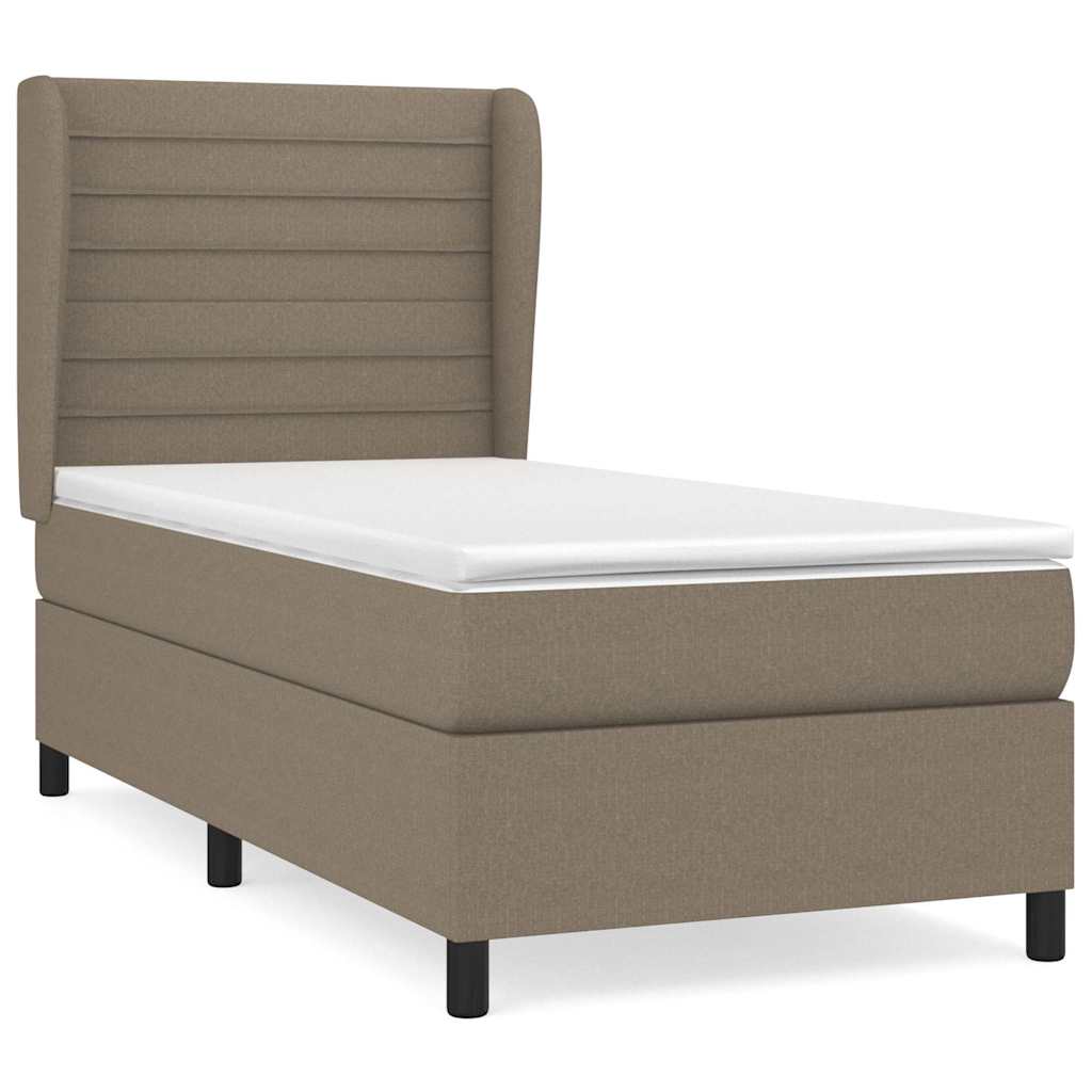 vidaXL Κρεβάτι Boxspring με Στρώμα Taupe 90x200 εκ. Υφασμάτινο