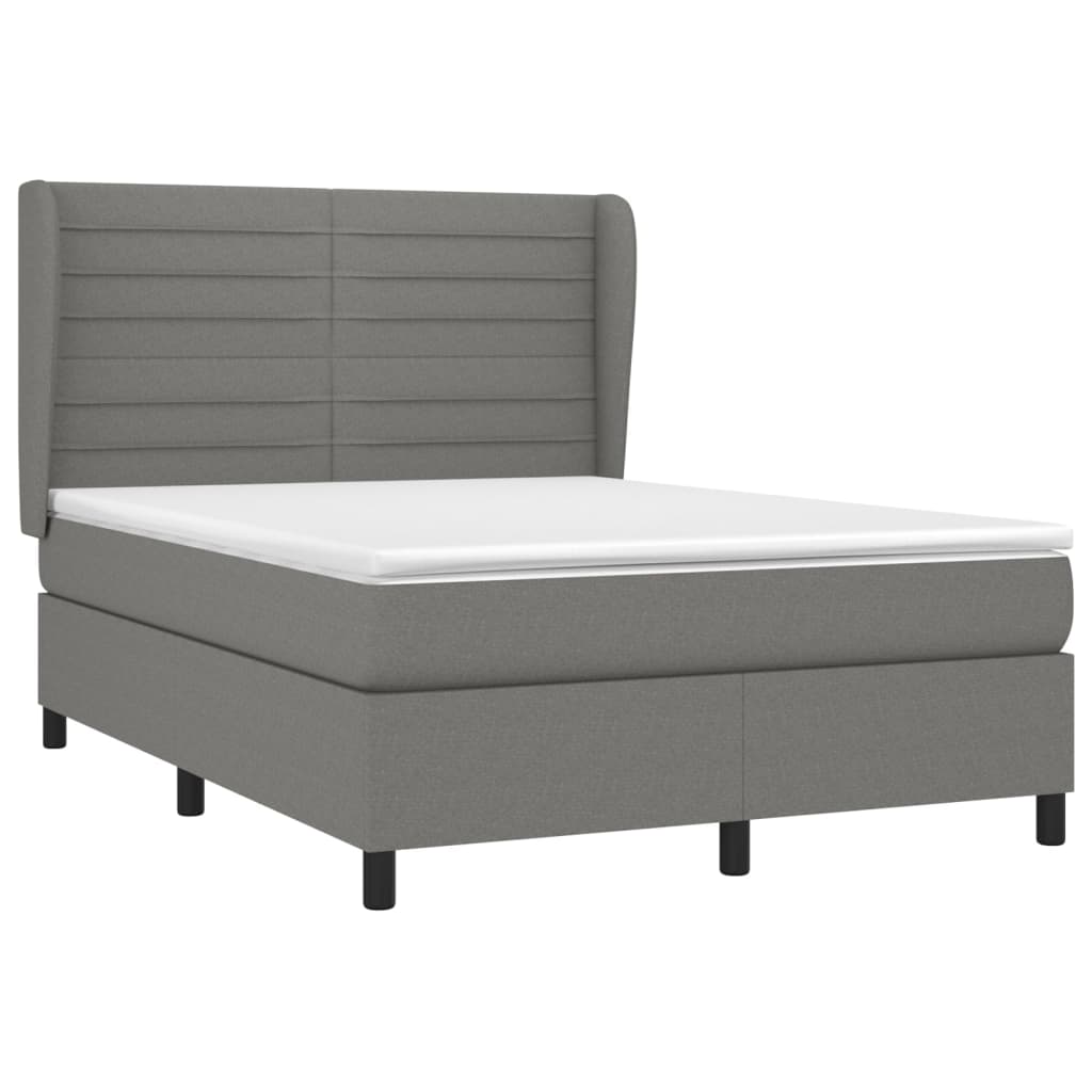 vidaXL Κρεβάτι Boxspring με Στρώμα Σκούρο Γκρι 140x190 εκ. Υφασμάτινο