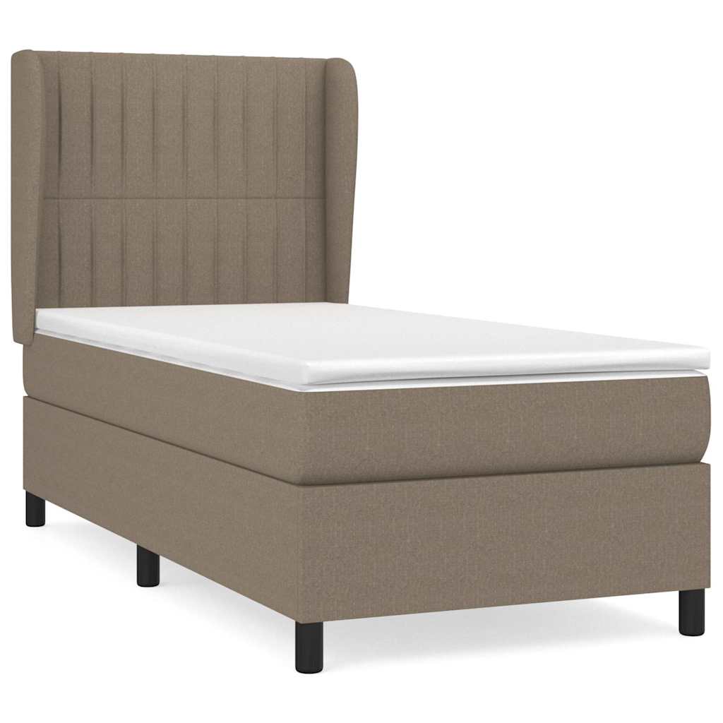 vidaXL Κρεβάτι Boxspring με Στρώμα Taupe 90x190 εκ.Υφασμάτινο