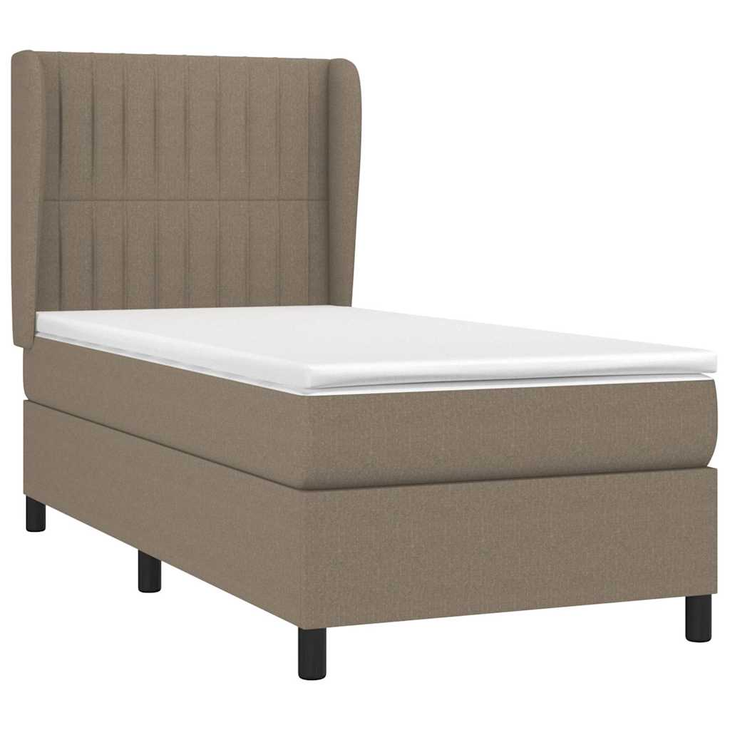 vidaXL Κρεβάτι Boxspring με Στρώμα Taupe 90x190 εκ.Υφασμάτινο