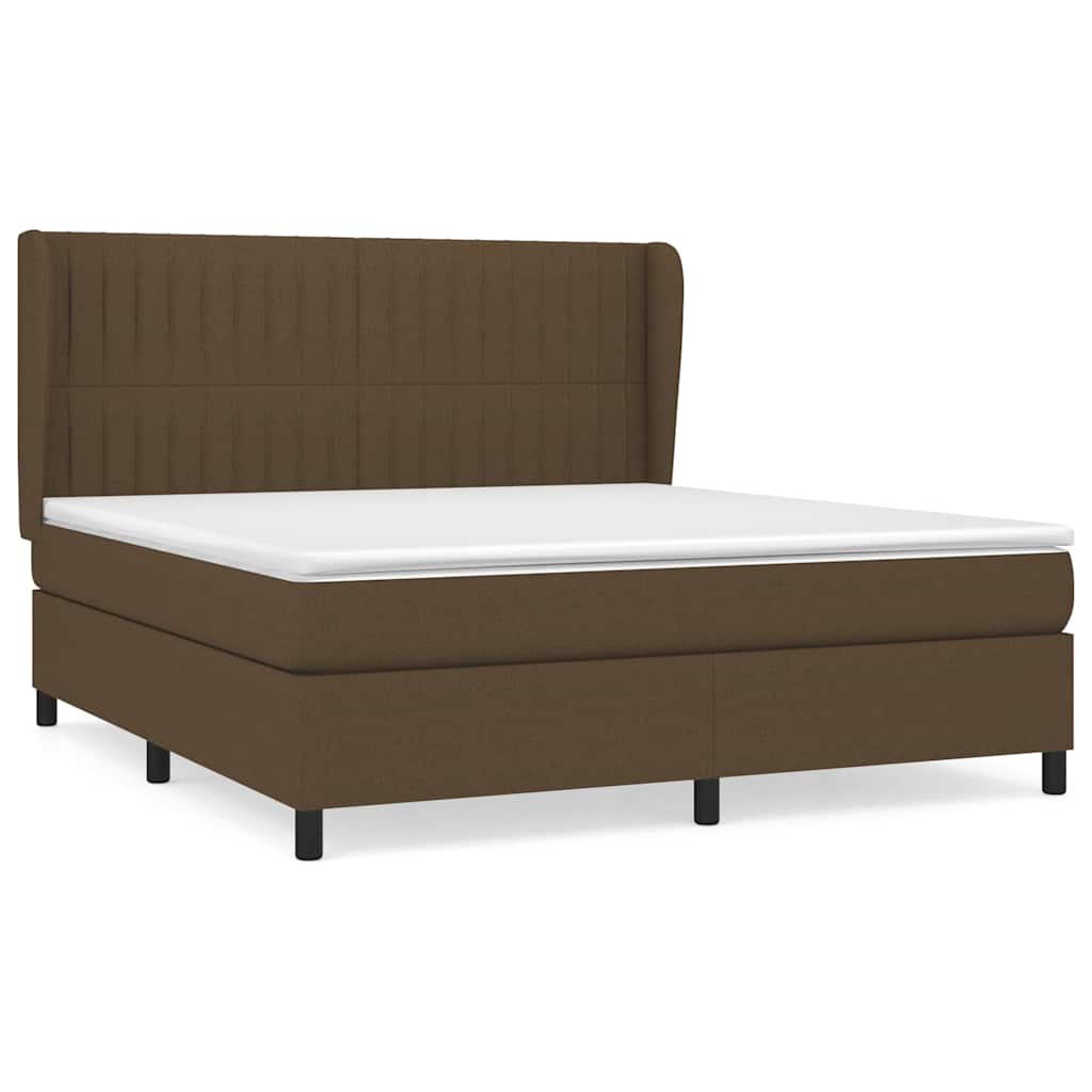 vidaXL Κρεβάτι Boxspring με Στρώμα Σκούρο Καφέ 180x200 εκ Υφασμάτινο