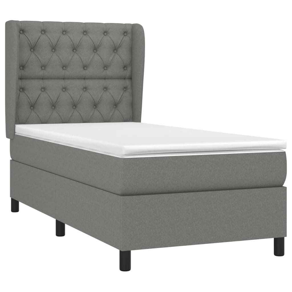 vidaXL Κρεβάτι Boxspring με Στρώμα Σκούρο Γκρι 80x200 εκ. Υφασμάτινο