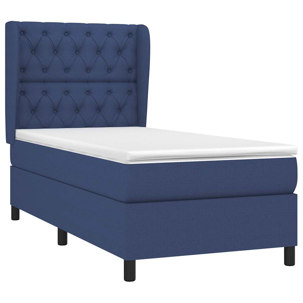 vidaXL Κρεβάτι Boxspring με Στρώμα Μπλε 80x200 εκ. Υφασμάτινο