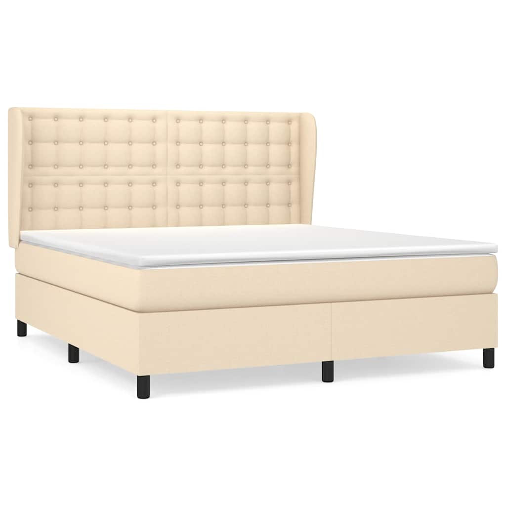 vidaXL Κρεβάτι Boxspring με Στρώμα Κρεμ 160x200 εκ. Υφασμάτινο