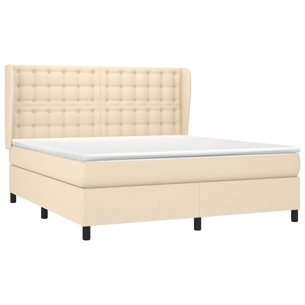 vidaXL Κρεβάτι Boxspring με Στρώμα Κρεμ 160x200 εκ. Υφασμάτινο