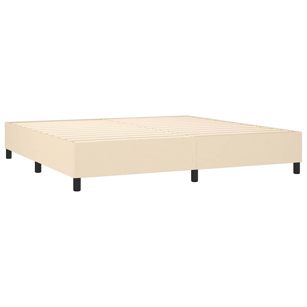 vidaXL Κρεβάτι Boxspring με Στρώμα Κρεμ 200x200 εκ. Υφασμάτινο