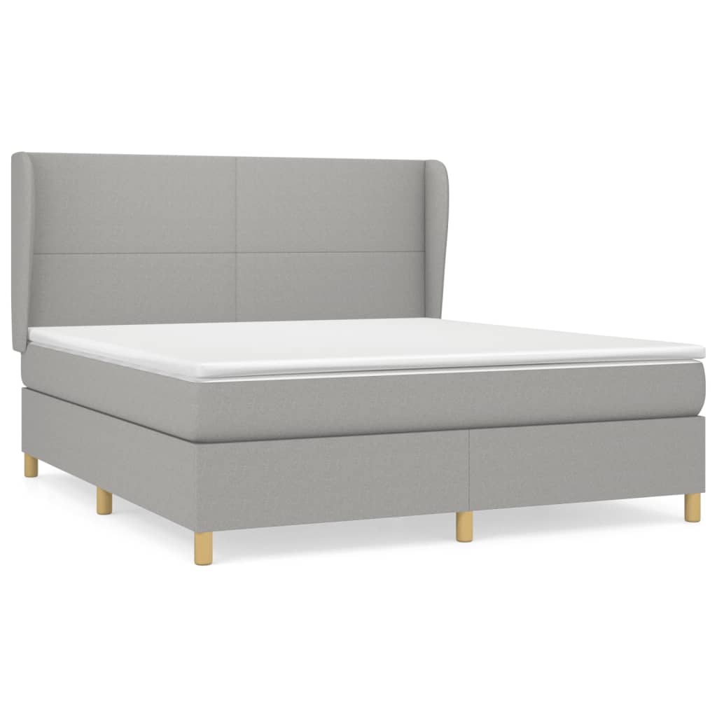 vidaXL Κρεβάτι Boxspring με Στρώμα Ανοιχτό Γκρι 180x200 εκ. Υφασμάτινο