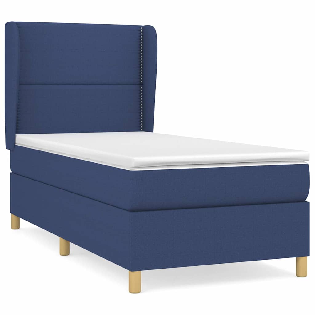 vidaXL Κρεβάτι Boxspring με Στρώμα Μπλε 100 x 200 εκ. Υφασμάτινο
