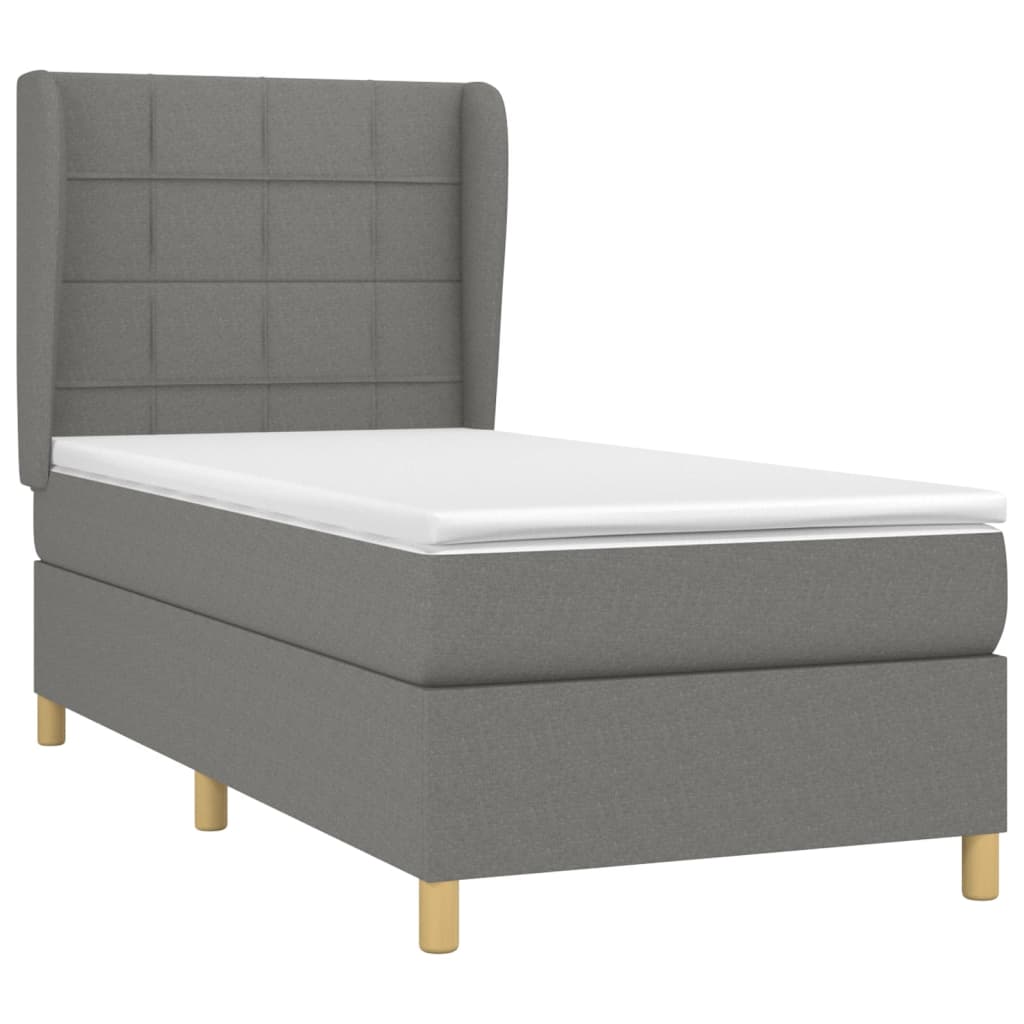 vidaXL Κρεβάτι Boxspring με Στρώμα Σκούρο Γκρι 80x200 εκ. Υφασμάτινο