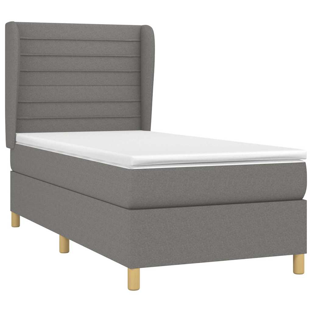 vidaXL Κρεβάτι Boxspring με Στρώμα Σκούρο Γκρι 100x200 εκ. Υφασμάτινο