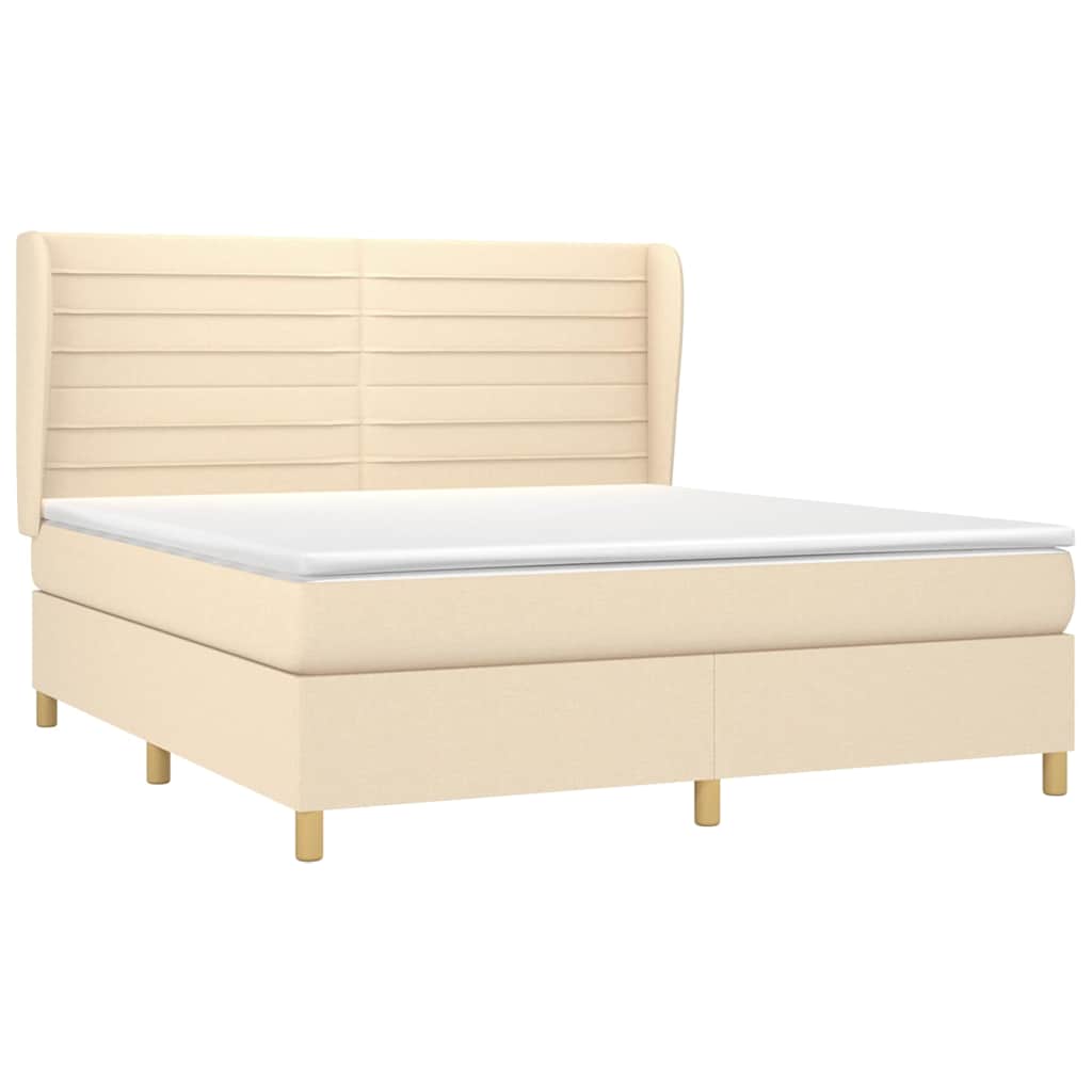 vidaXL Κρεβάτι Boxspring με Στρώμα Κρεμ 180x200 εκ. Υφασμάτινο