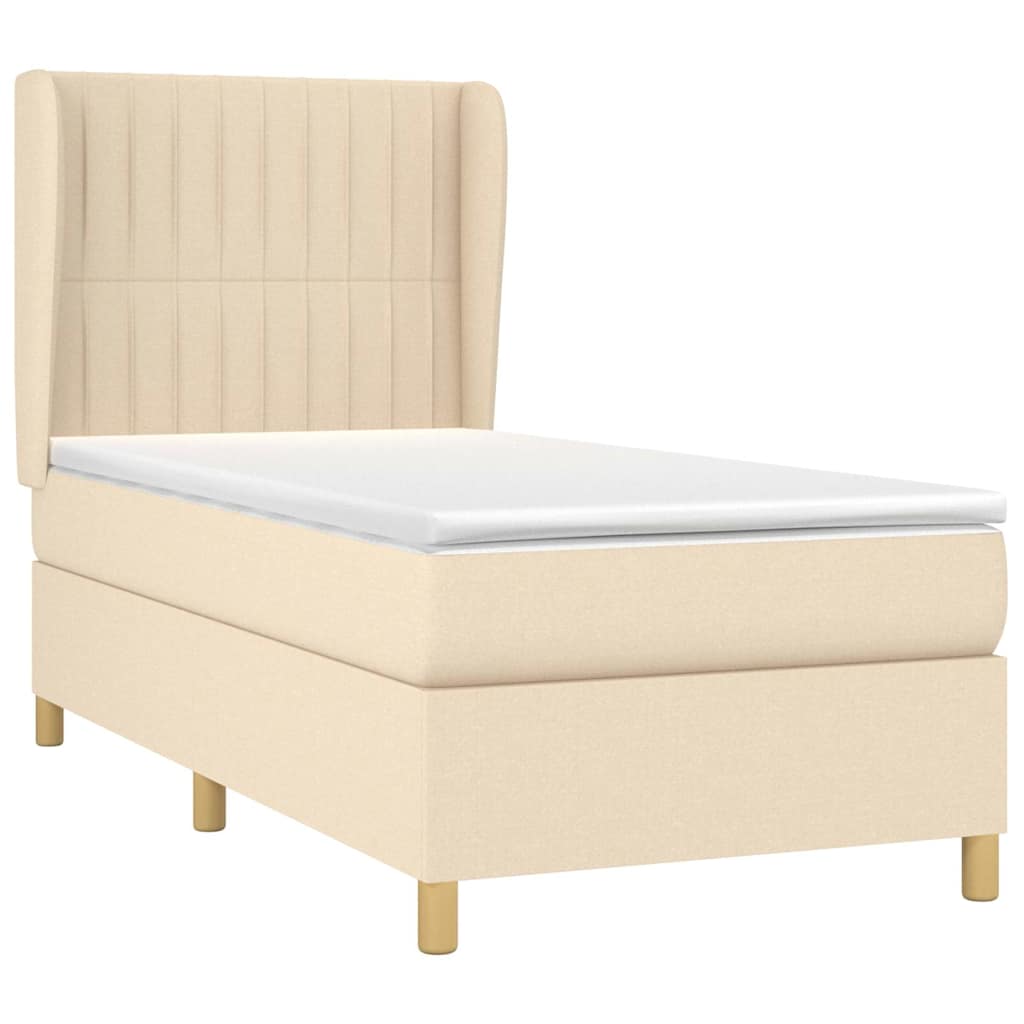 vidaXL Κρεβάτι Boxspring με Στρώμα Κρεμ 80 x 200 εκ. Υφασμάτινο