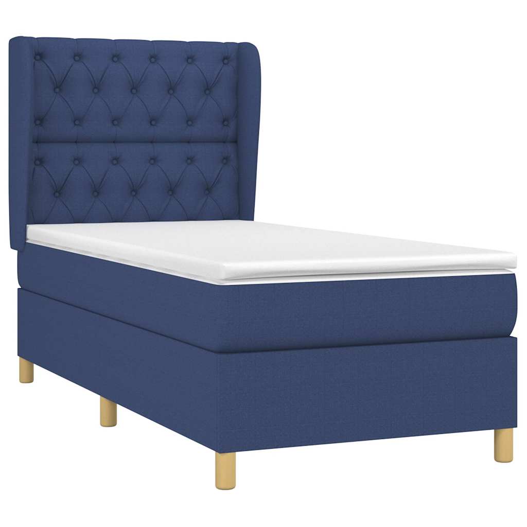 vidaXL Κρεβάτι Boxspring με Στρώμα Μπλε 80x200 εκ. Υφασμάτινο