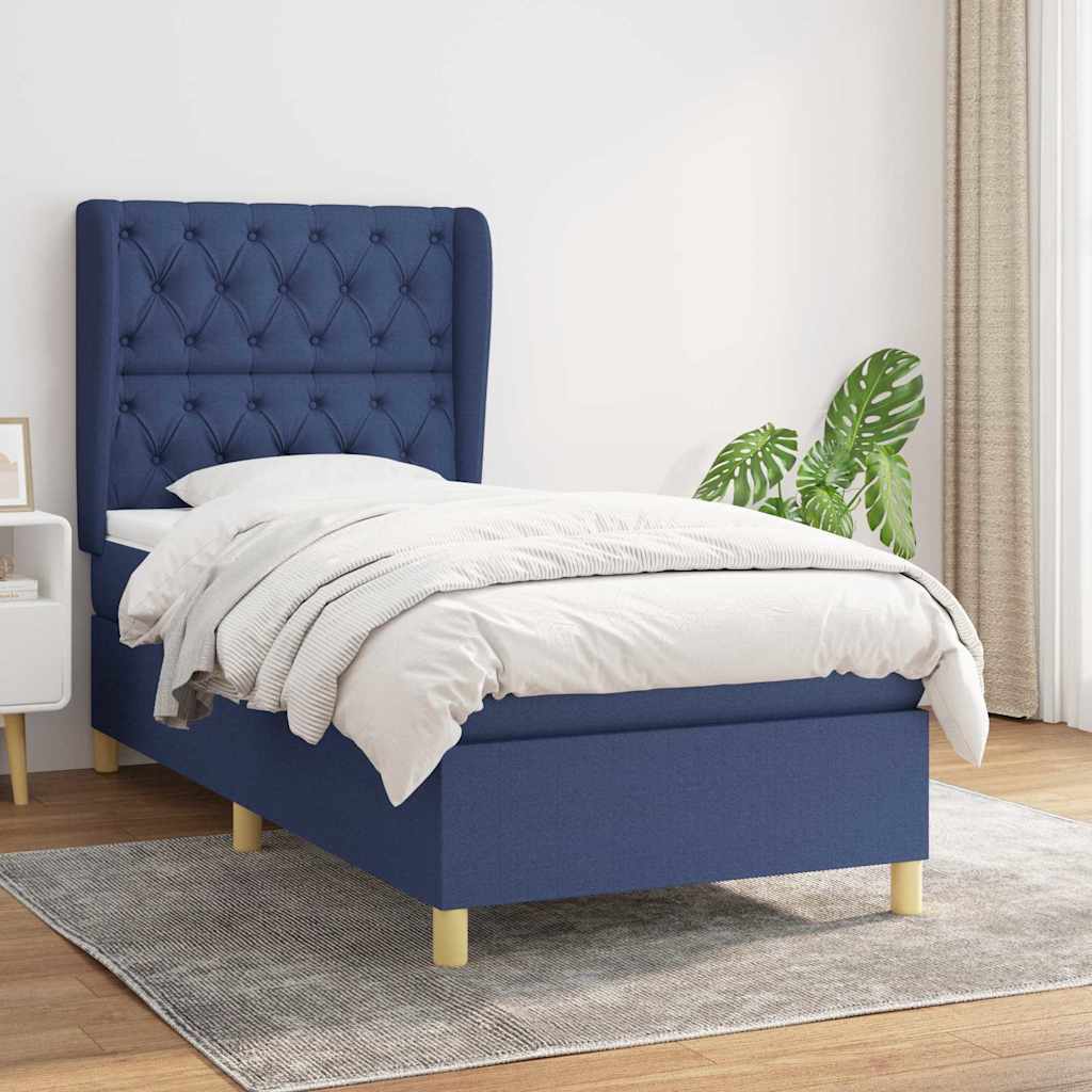vidaXL Κρεβάτι Boxspring με Στρώμα Μπλε 80x200 εκ. Υφασμάτινο