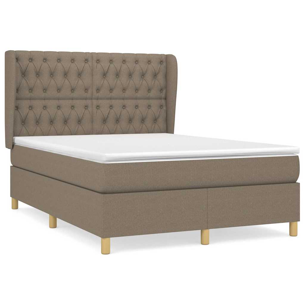vidaXL Κρεβάτι Boxspring με Στρώμα Taupe 140x190 εκ. Υφασμάτινο