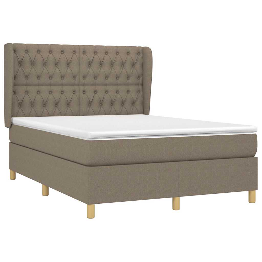 vidaXL Κρεβάτι Boxspring με Στρώμα Taupe 140x190 εκ. Υφασμάτινο