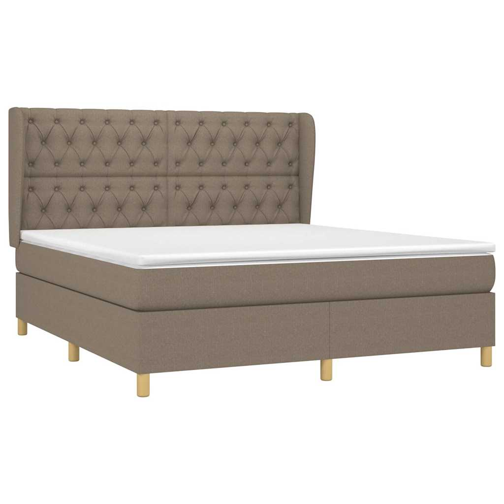 vidaXL Κρεβάτι Boxspring με Στρώμα Taupe 160x200 εκ. Υφασμάτινο